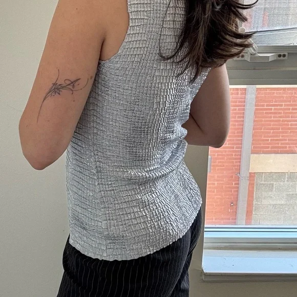 Vintage Silver Grey Ruched Tank Top - Picture 7 of 10
